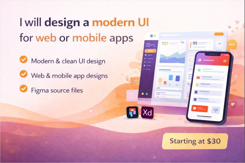 I will design a modern UI for web or mobile apps