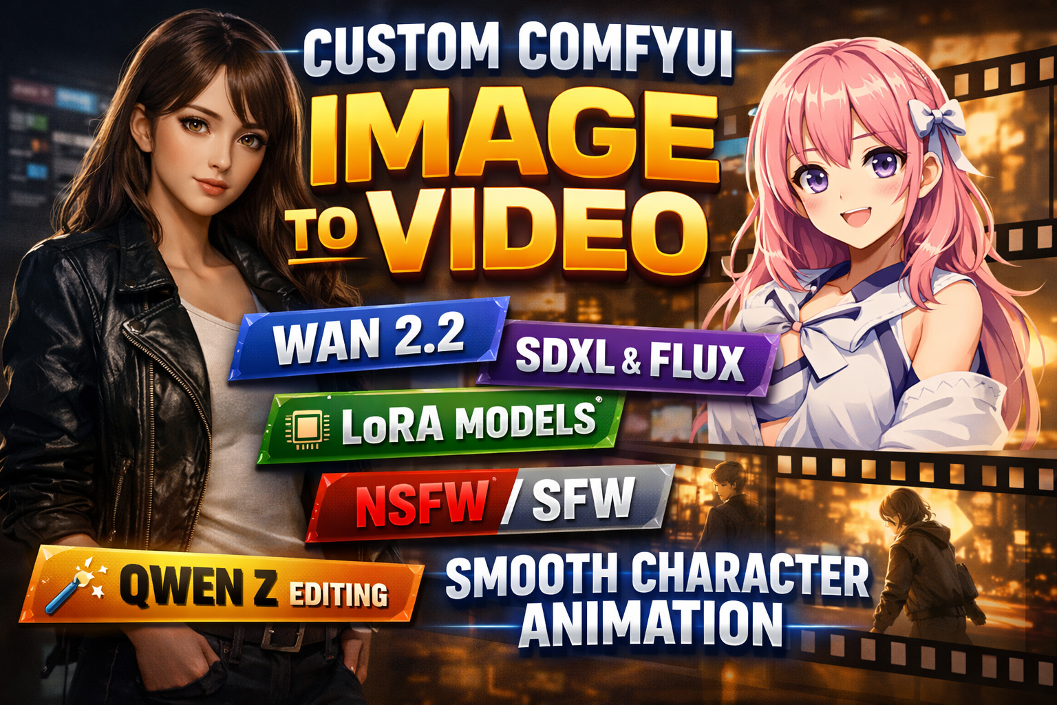 I will create custom ComfyUI image to video workflow using Wan 2.2